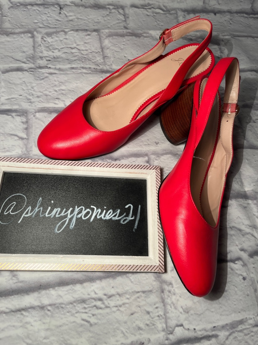 J. Crew Red Slingback Block-Heel Mules